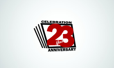 23 year anniversary celebration, book design style black and red color for event, birthday, gift card, poster-vector