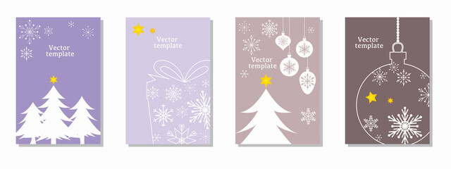 Fototapeta na wymiar Set of Winter holiday vector template. Christmas, Winter holiday frames. Vector illustration.