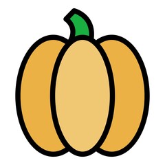 Pumpkin icon. Outline pumpkin vector icon color flat isolated