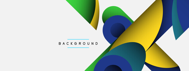 Abstract background. Minimal geometric circles and round style shapes with deep shadow effects. Trendy technology business template for wallpaper banner or background