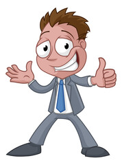 Happy Thumbs Up Business Man In Suit Cartoon