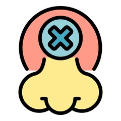 Fototapeta premium Not smell handicapped icon. Outline not smell handicapped vector icon color flat isolated