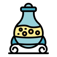 Greek oil bottle icon. Outline greek oil bottle vector icon color flat isolated
