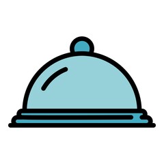 Greek food tray icon. Outline greek food tray vector icon color flat isolated