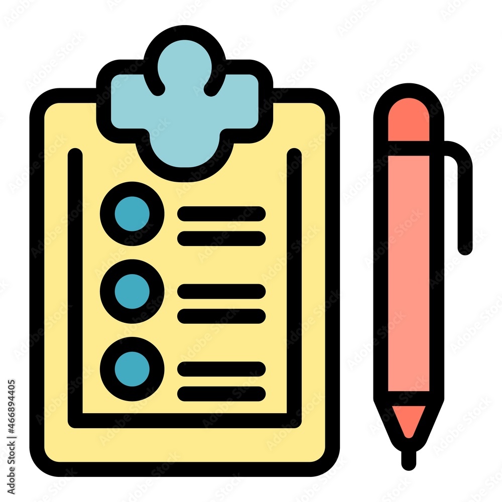 Poster checklist icon. outline checklist vector icon color flat isolated