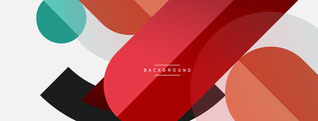 Geometric shapes composition abstract background. Circles lines and rectangles. Vector illustration for wallpaper banner background or landing page