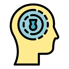 Human lock icon. Outline human lock vector icon color flat isolated