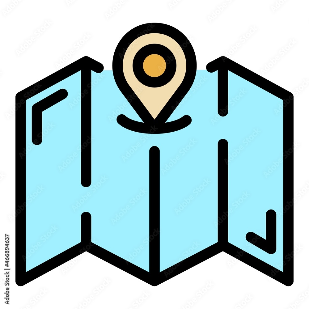 Poster quiet space map location icon. outline quiet space map location vector icon color flat isolated