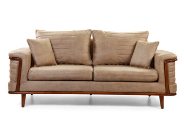 Modern comfortable furniture on white background . front view