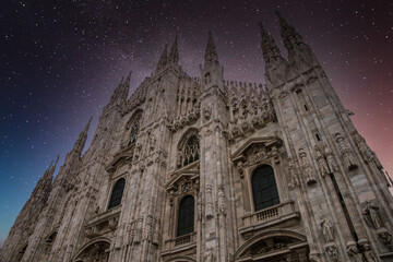 Duomo in Milan by night. Starry night.