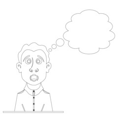 An unexpectedly surprised man coloring book. Vector illustration on the theme of emotions.