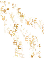 Euro dollar pound yen gold signs flying money vector design. Profit growth backdrop. Currency