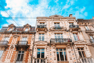 Fototapeta premium Antique building view in Old Town Le Mans, France