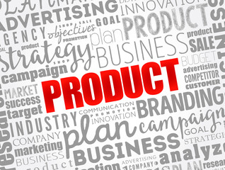 PRODUCT word cloud collage, business concept background