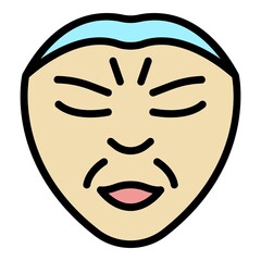 Wrinkles makeup icon. Outline wrinkles makeup vector icon color flat isolated