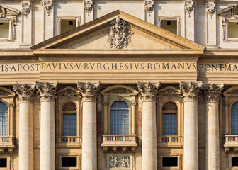 A view of main facade of St. Peter's Basilica in the Vatican city, Rome, Italy