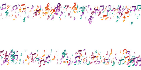 Music note icons vector pattern. Melody recording