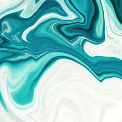 Obraz na płótnie Canvas High Resolution Colorful fluid painting with marbling texture, blue and turquoise color, liquid background. 3D Rendering.
