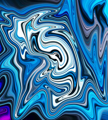 High Resolution Colorful fluid painting with marbling texture, blue color, liquid background. 3D Rendering.