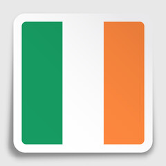 ireland flag icon on paper square sticker with shadow. Button for mobile application or web. Vector