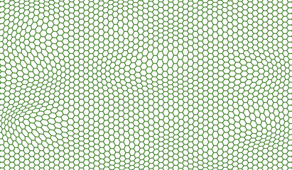 White background and green hexagonal waves