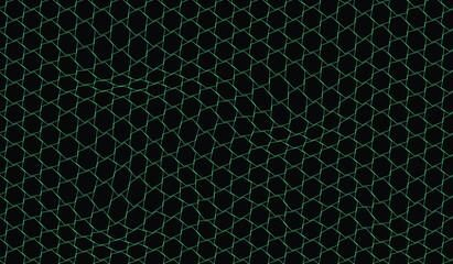 Black background and green hexagon waves