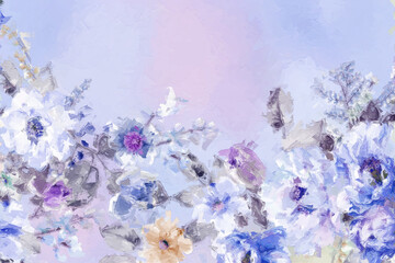 Beautiful oil painting flower illustration