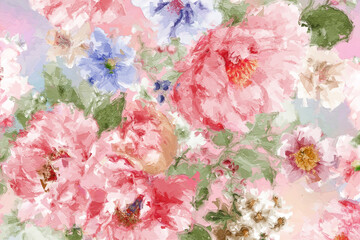 Beautiful oil painting flower illustration