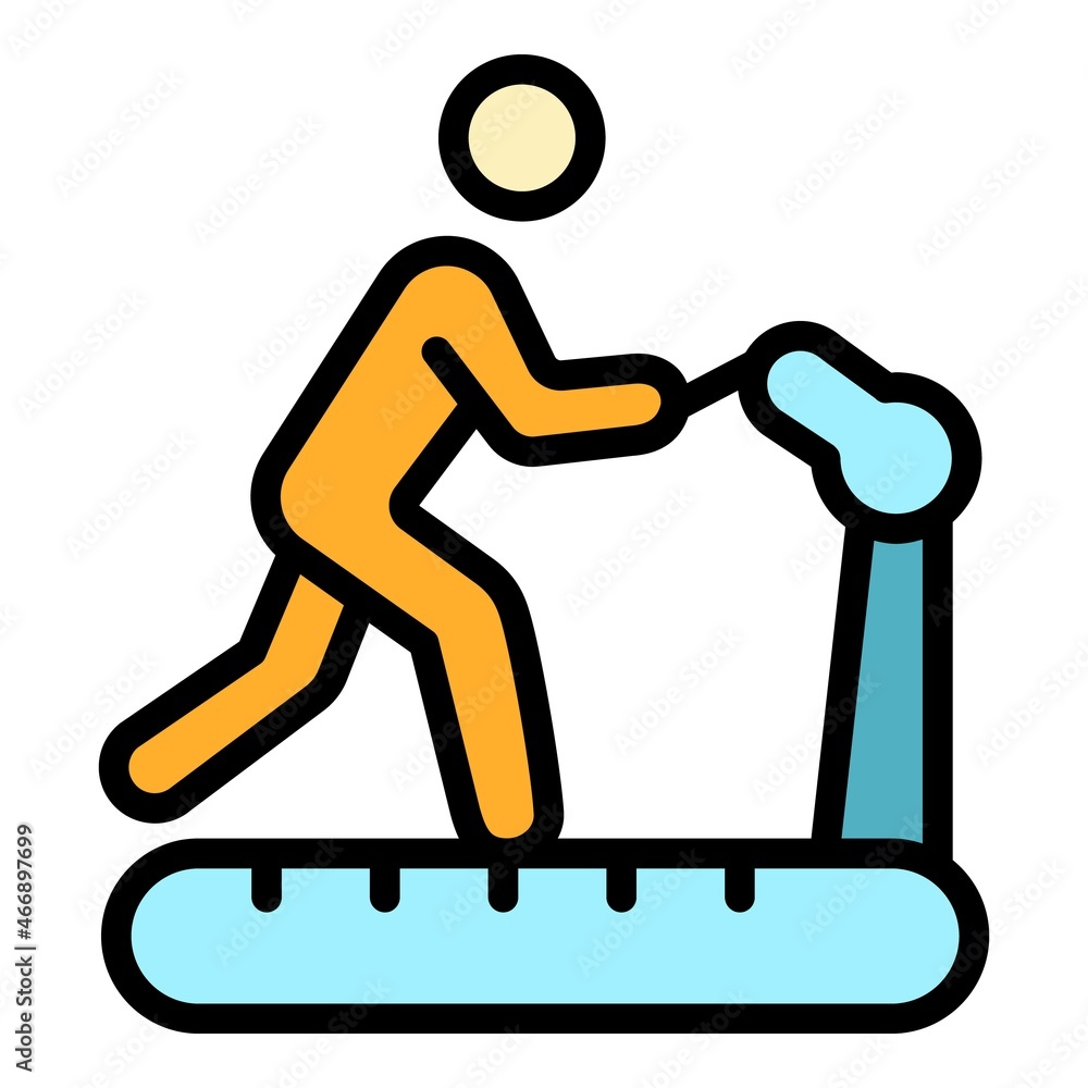 Poster running treadmill icon. outline running treadmill vector icon color flat isolated