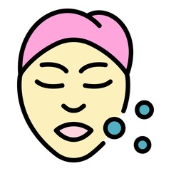 Self care woman face icon. Outline self care woman face vector icon color flat isolated