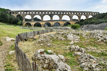 pont du gard, photo as a background , in Pont du gard, gardon, nimes france