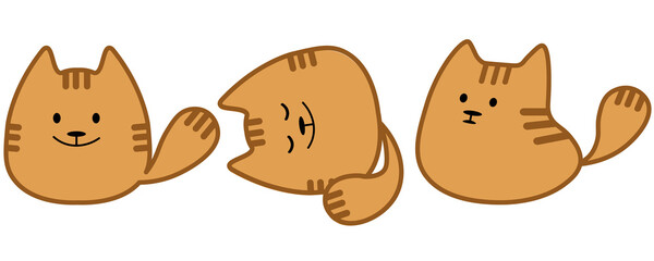 vector set of brown cute kawaii funny cats isolated on transparent background