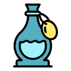 Essential oils bottle icon. Outline essential oils bottle vector icon color flat isolated