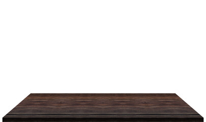 Empty wood top table on isolated white background.