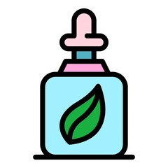 Obraz premium Leaf essential oil icon. Outline leaf essential oil vector icon color flat isolated