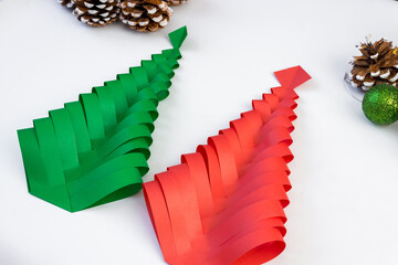 How to make a creative Christmas tree from colored paper and glue with your own hands. DIY concept....