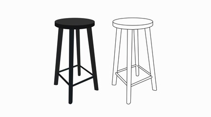 Stool Set. Vector isolated editable set of stools