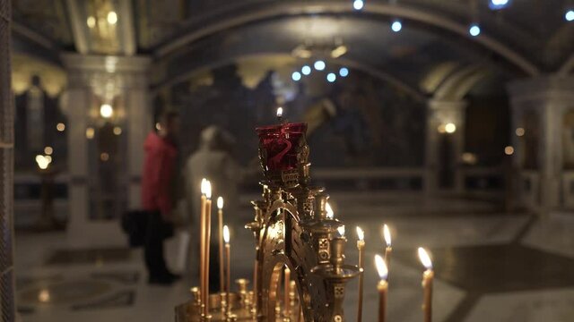 Candles burning in the Orthodox church