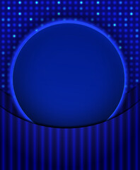 Vector illustration blue mosaic background with shining sparkle round banner