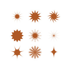 Set multi pointed sparkle. Vector stars set
