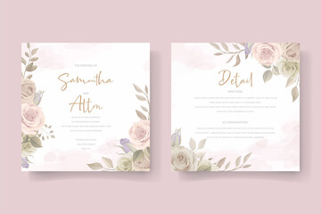 Fototapeta na wymiar Wedding invitation card template with floral design