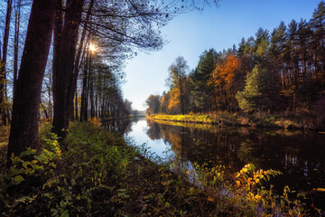 Jesień nad Kanałem Augustowskim, Podlasie, Polska