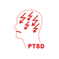 Post traumatic stress disorder sign. PTSD icon. Medical pictogram in outline style.