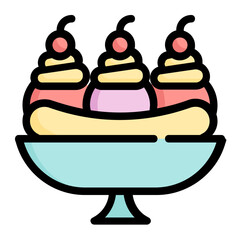 banana split Color line icon