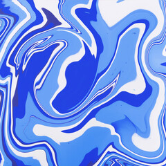 High Resolution Blue Colorful fluid painting with marbling texture, 3D Rendering. 