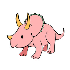 Baby dinosaur vector illustration. Cute triceratops dinosaur cartoon isolated. Fun dinosaur animal vector. Happy colorful cartoon character vector