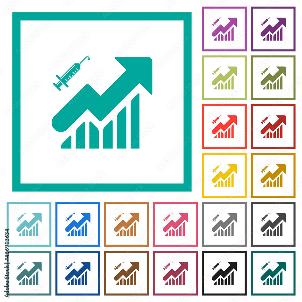 Poster vaccination graph flat color icons with quadrant frames