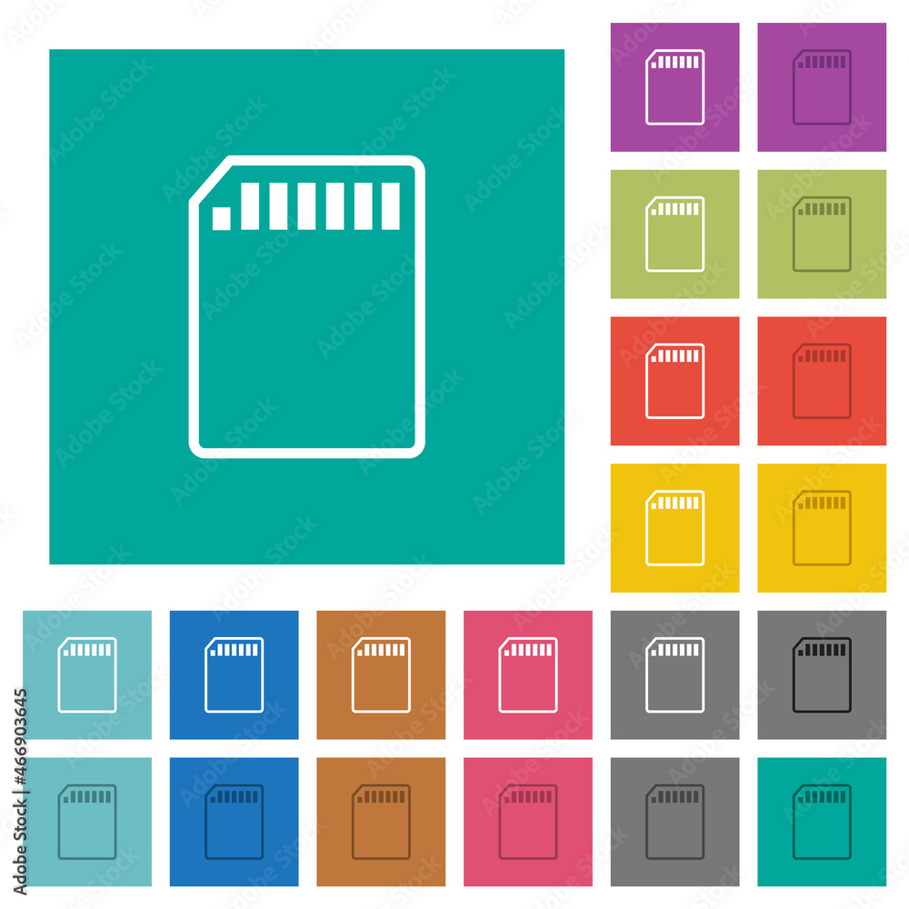 Poster sd memory card outline square flat multi colored icons