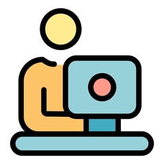 Web online meeting icon. Outline web online meeting vector icon color flat isolated