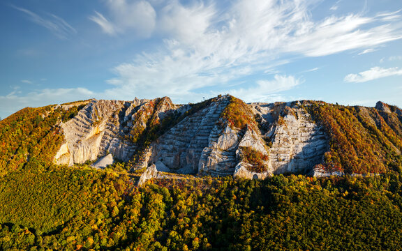 Belko mountain in autunm colors. Uniqie beautiful mountain in B&uuml;kk mountains Hungary near by Belapatfalva  village. There is  the famous Cisteszi apatsag ruins too. .Clorful panoramic landscape